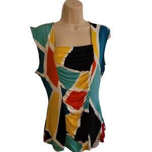 Grayson Geometric/Shapes Casual Ruched Tank Top/Sleeveless Blouse Size Medium